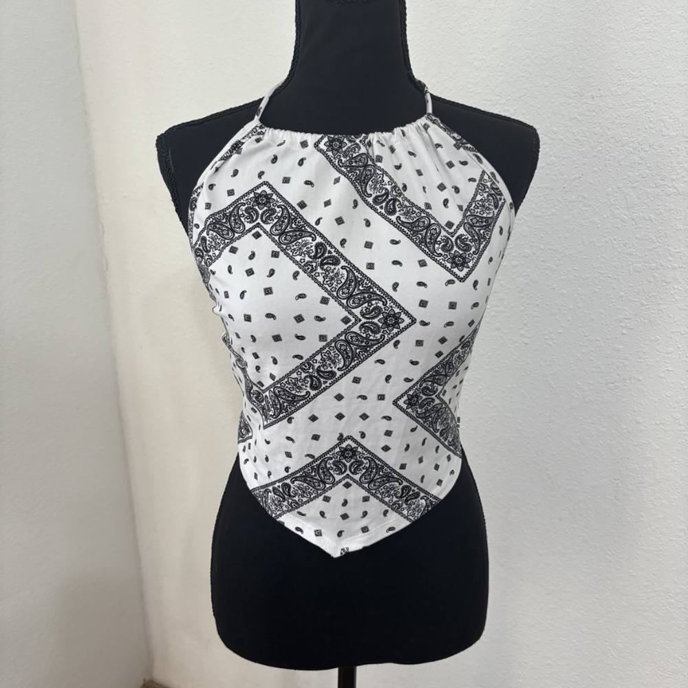Cute Bandana Halter String Wrap Tank, M